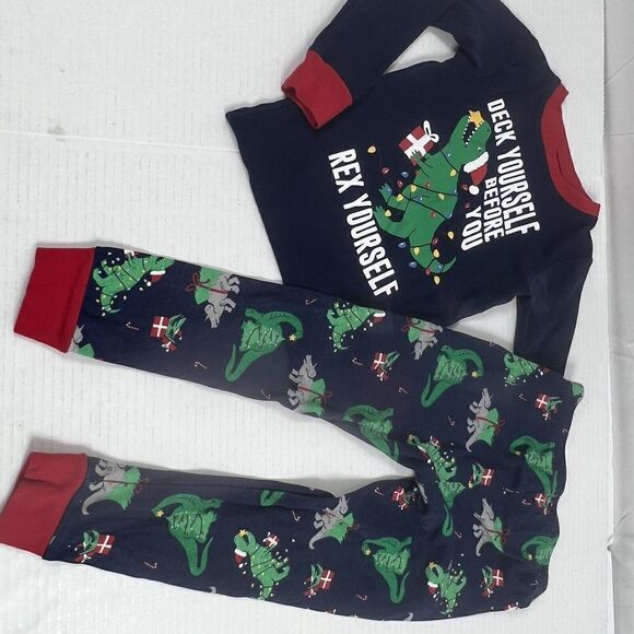 Pajama Bundle 4T Carter's & Cuddl Duds 2 Piece Sets (3 Sets) Christmas Dinosaur - Picture 13 of 16